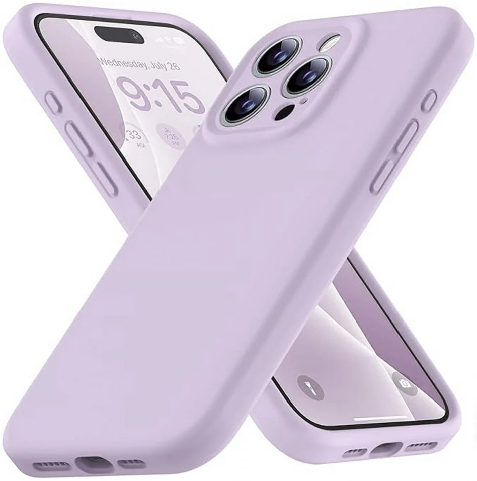 Apple iPhone 15 Pro Max Hoesje met Camera Bescherming Siliconen Lila afbeelding 1