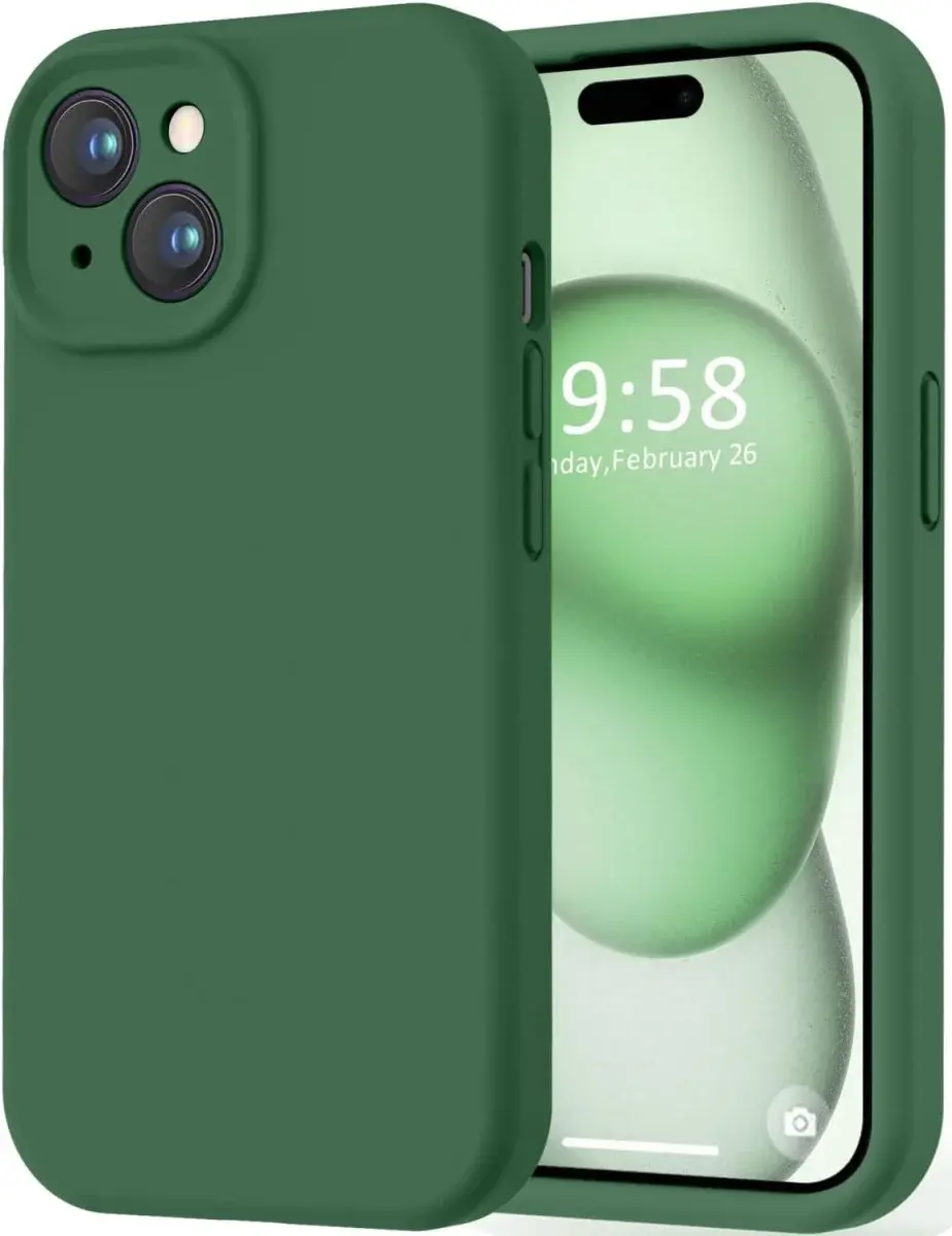 Apple iPhone 15 Hoesje Camera Bescherming Siliconen Back Cover Groen afbeelding 1