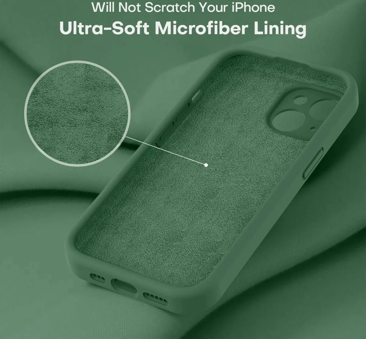Apple iPhone 15 Hoesje Camera Bescherming Siliconen Back Cover Groen afbeelding 4