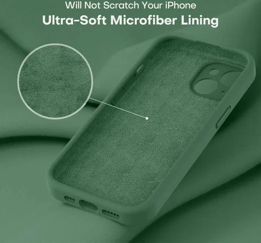 Apple iPhone 15 Hoesje Camera Bescherming Siliconen Back Cover Groen afbeelding 4