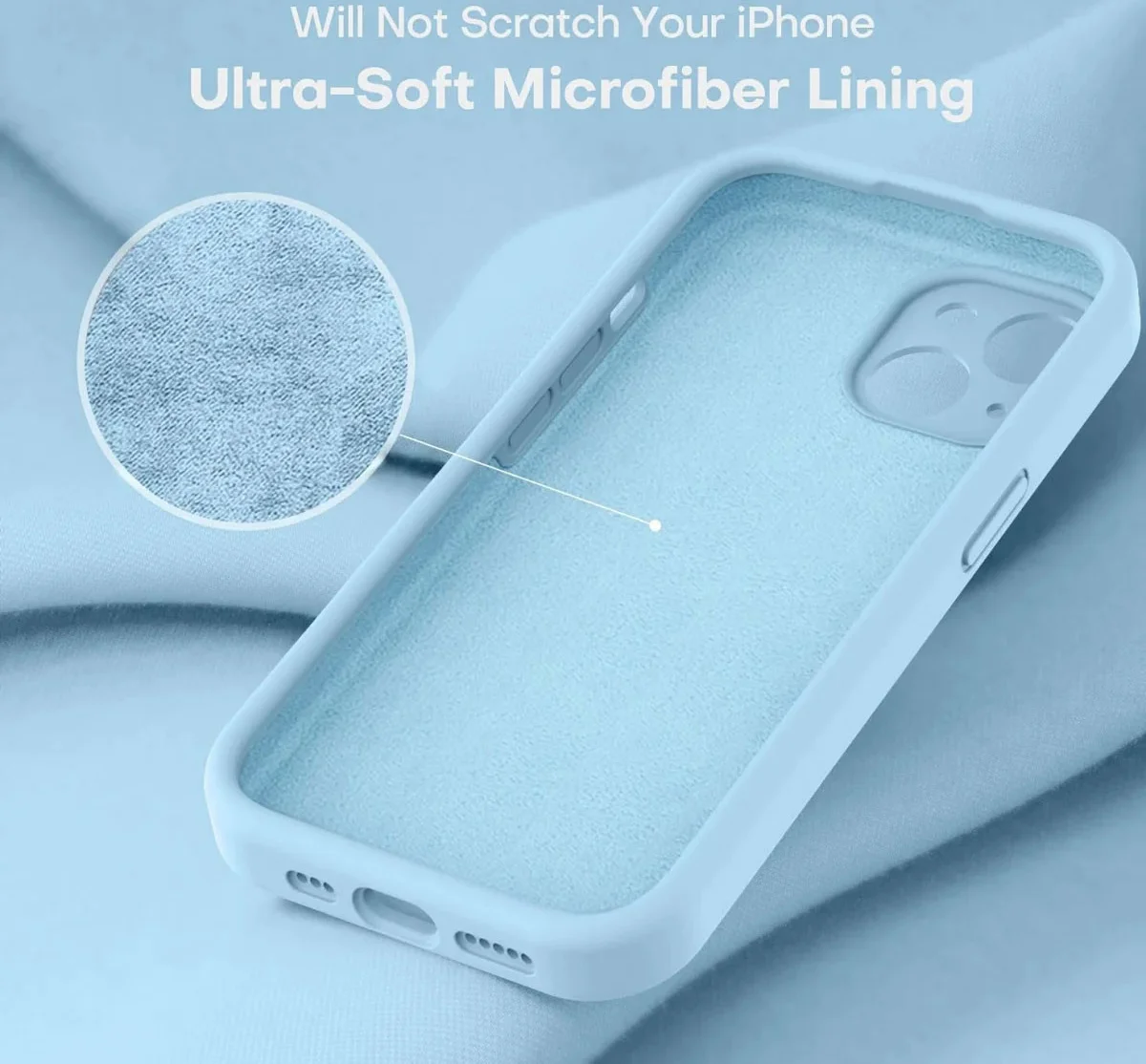 Apple iPhone 15 Hoesje Camera Bescherming Siliconen Back Cover Lichtblauw afbeelding 4