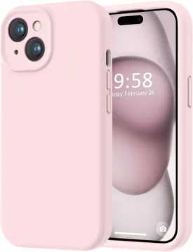 Apple iPhone 15 Hoesje Camera Bescherming Siliconen Back Cover Roze