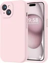 Apple iPhone 15 Hoesje Camera Bescherming Siliconen Back Cover Roze