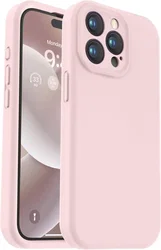 Apple iPhone 15 Pro Hoesje met Camera Bescherming Siliconen Roze afbeelding