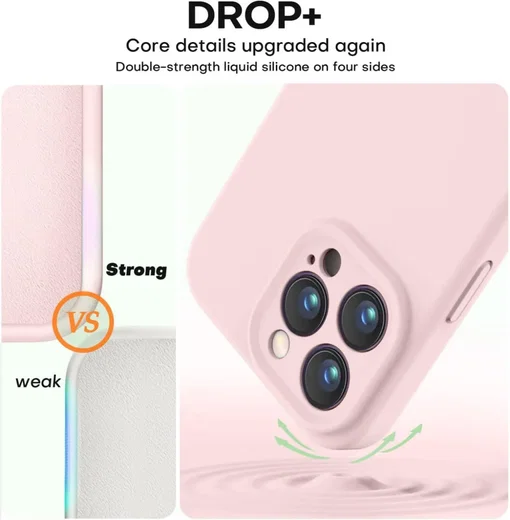 Apple iPhone 15 Pro Hoesje met Camera Bescherming Siliconen Roze afbeelding 3