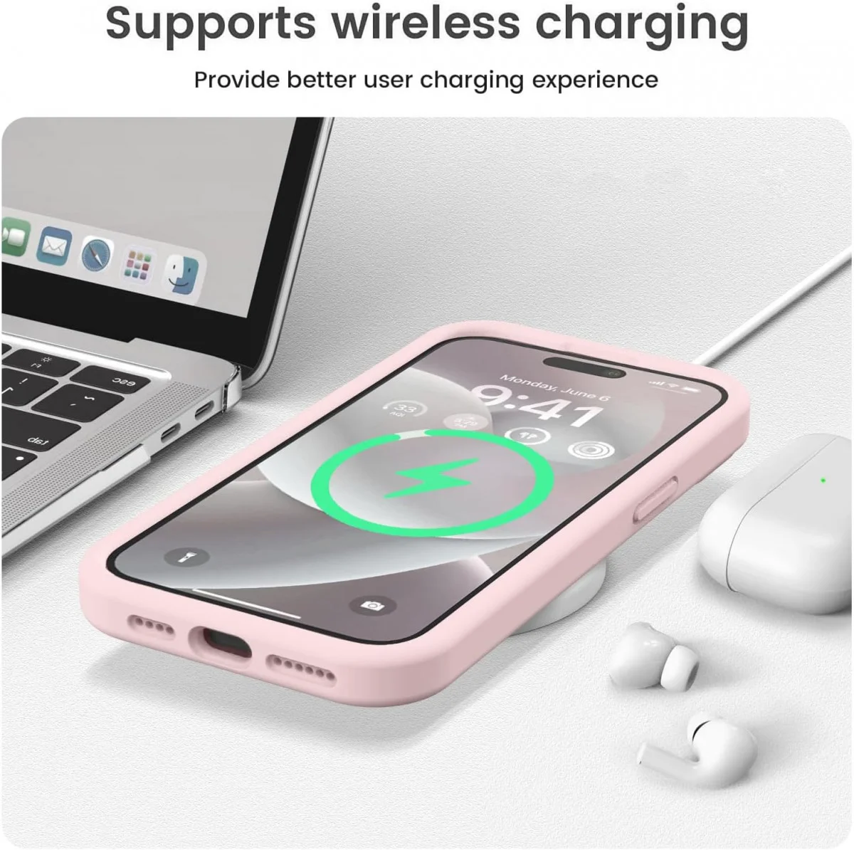Apple iPhone 15 Pro Hoesje met Camera Bescherming Siliconen Roze afbeelding 5