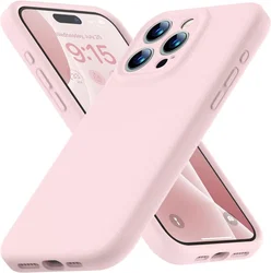 Apple iPhone 15 Pro Max Hoesje met Camera Bescherming Siliconen Roze afbeelding