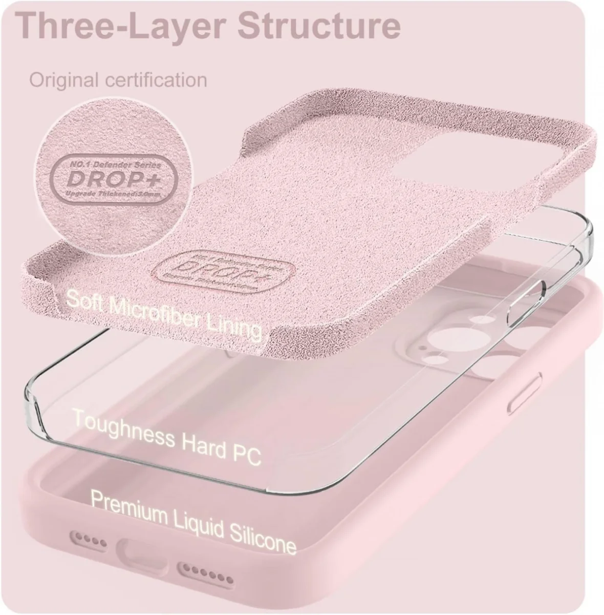 Apple iPhone 15 Pro Max Hoesje met Camera Bescherming Siliconen Roze afbeelding 2