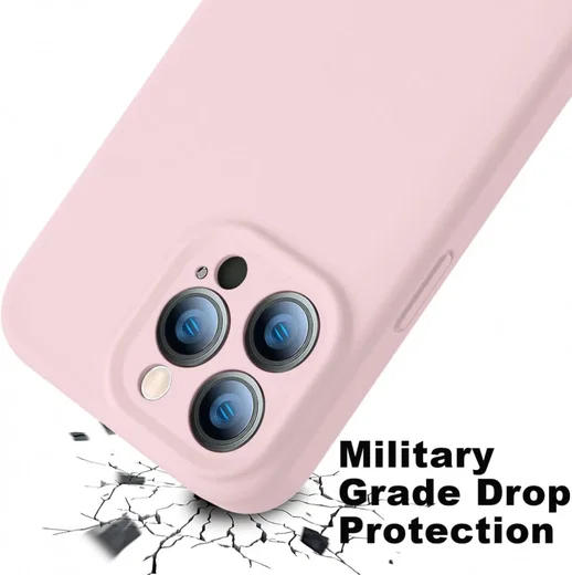 Apple iPhone 15 Pro Max Hoesje met Camera Bescherming Siliconen Roze afbeelding 3