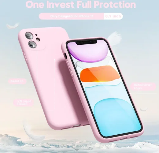 Apple iPhone 11 Hoesje met Camera Bescherming Dun TPU Back Cover Roze afbeelding 2
