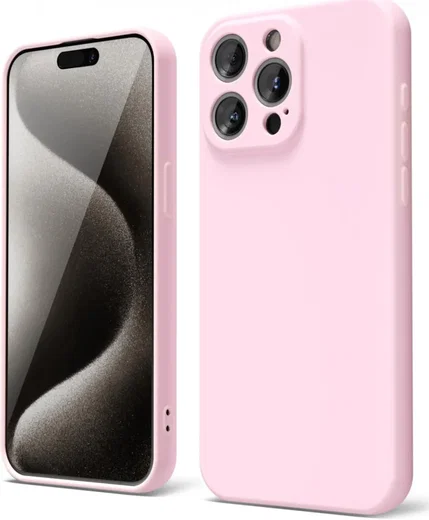 Apple iPhone 15 Pro Max Hoesje met Camera Bescherming Dun TPU Roze afbeelding 1