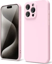 Apple iPhone 15 Pro Max Hoesje met Camera Bescherming Dun TPU Roze afbeelding