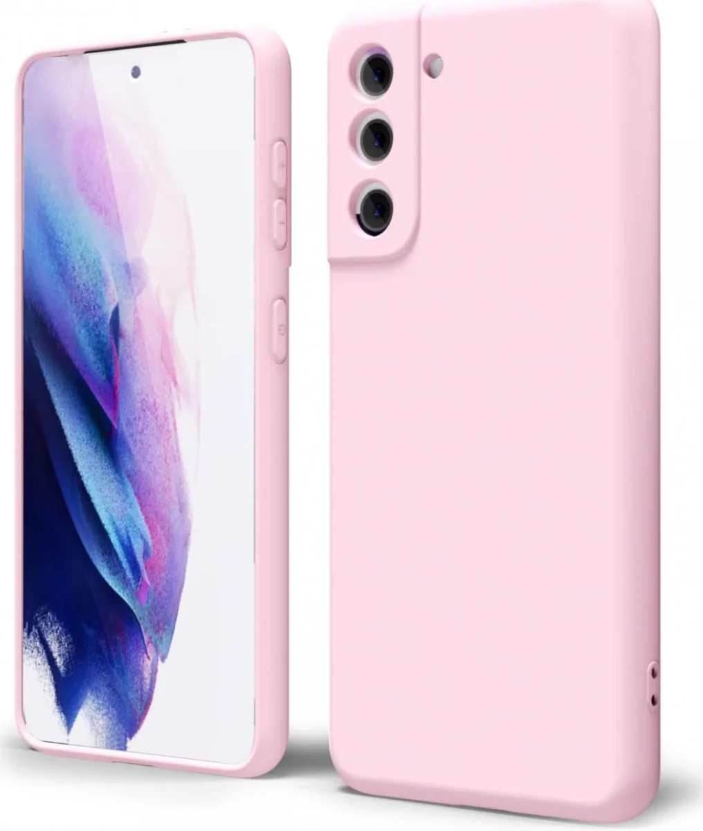 Samsung Galaxy S21 Hoesje Camera Bescherming Dun TPU Back Cover Roze afbeelding 1