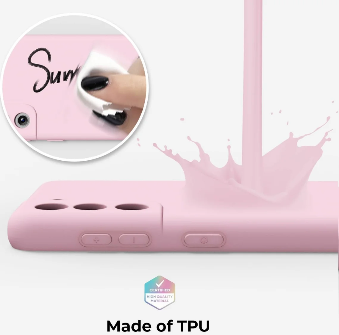 Samsung Galaxy S21 Hoesje Camera Bescherming Dun TPU Back Cover Roze afbeelding 3