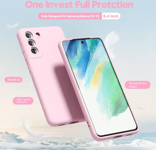 Samsung Galaxy S21 FE Hoesje met Camera Bescherming Dun TPU Roze afbeelding 2