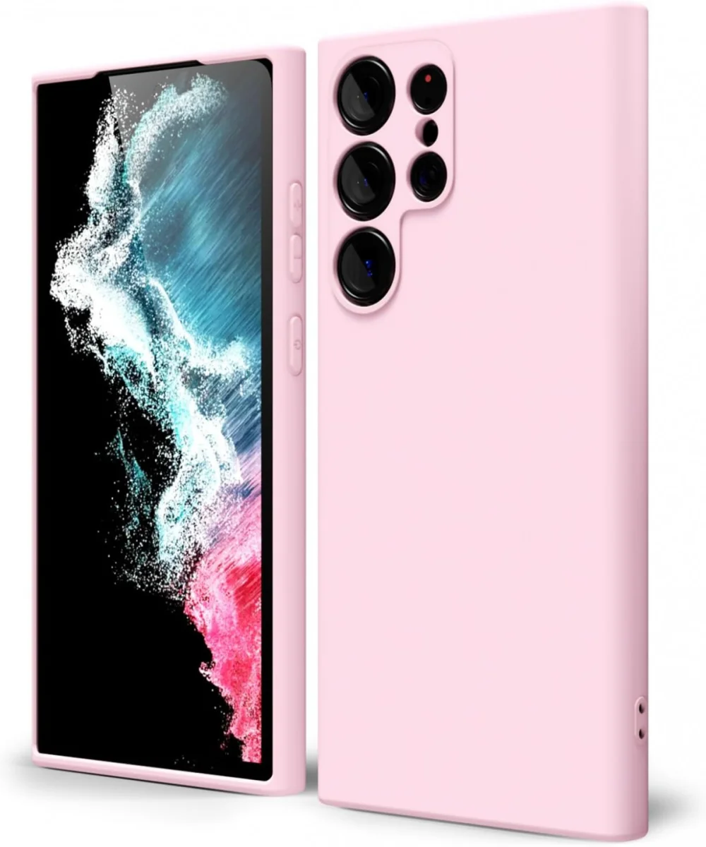 Samsung Galaxy S22 Ultra Hoesje met Camera Bescherming Dun TPU Roze afbeelding 1