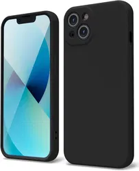 Apple iPhone 13 Hoesje met Camera Bescherming Dun TPU Back Cover Zwart afbeelding