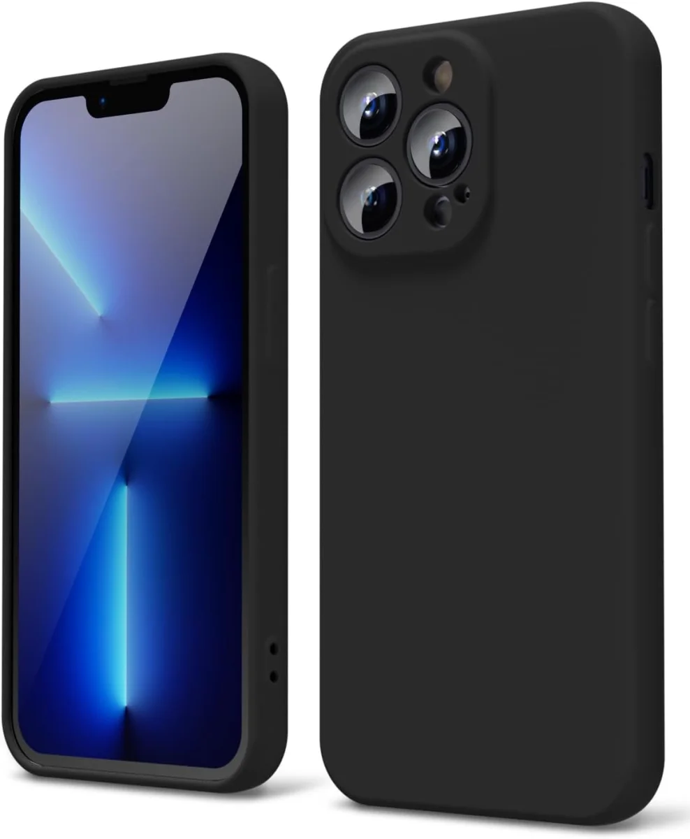 Apple iPhone 13 Pro Hoesje Camera Bescherming Dun TPU Back Cover Zwart afbeelding 1