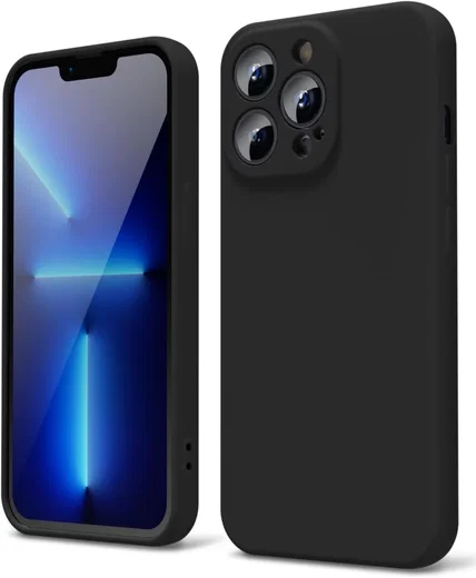 Apple iPhone 13 Pro Hoesje Camera Bescherming Dun TPU Back Cover Zwart afbeelding 1