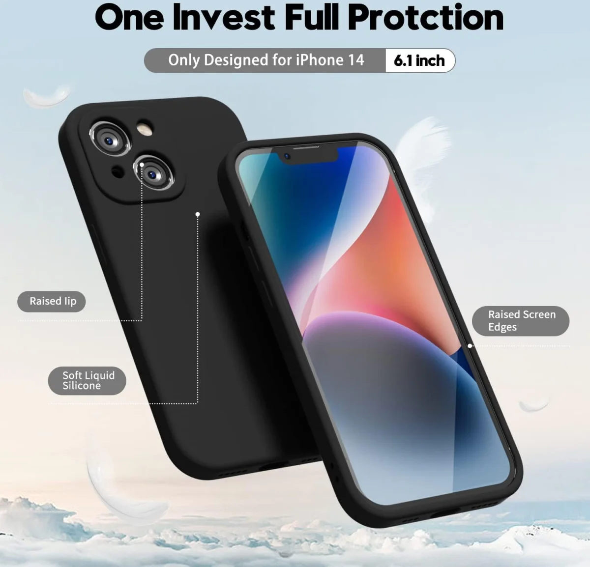 Apple iPhone 14 Hoesje met Camera Bescherming Dun TPU Back Cover Zwart afbeelding 2