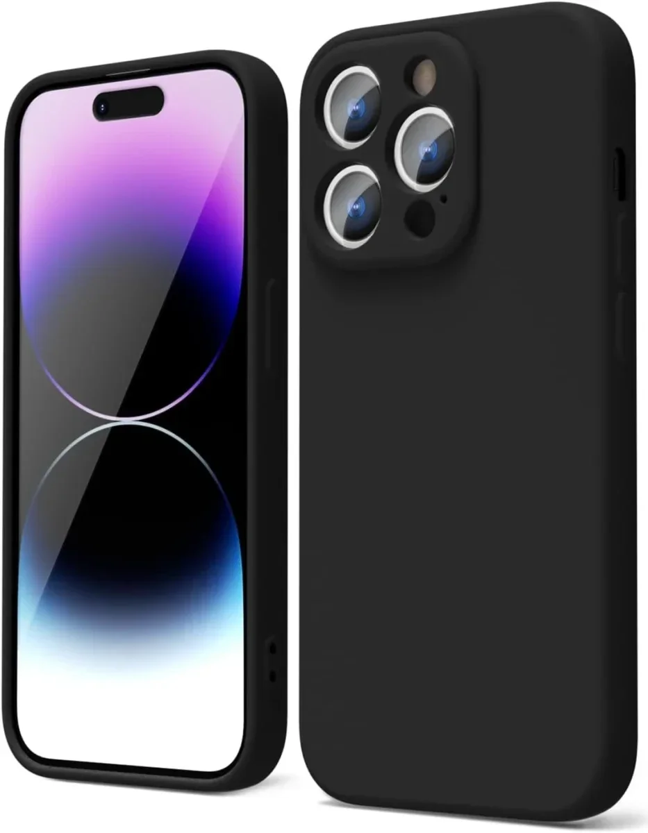 Apple iPhone 14 Pro Hoesje Camera Bescherming Dun TPU Back Cover Zwart afbeelding 1