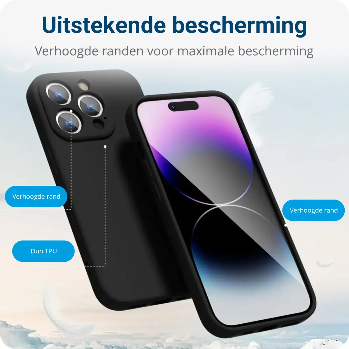 Apple iPhone 14 Pro Hoesje Camera Bescherming Dun TPU Back Cover Zwart afbeelding 5
