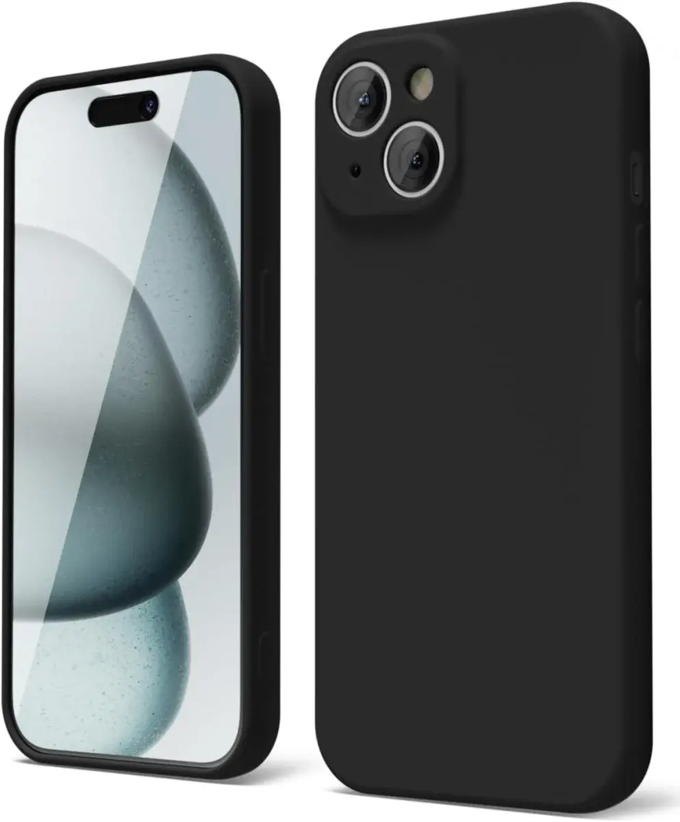 Apple iPhone 15 Hoesje met Camera Bescherming Dun TPU Back Cover Zwart afbeelding 1