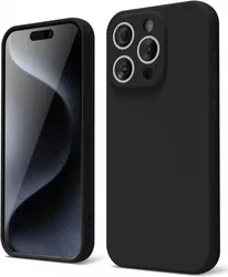 Apple iPhone 15 Pro Hoesje Camera Bescherming Dun TPU Back Cover Zwart afbeelding