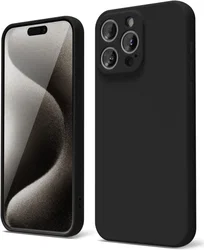 Apple iPhone 15 Pro Max Hoesje met Camera Bescherming Dun TPU Zwart afbeelding