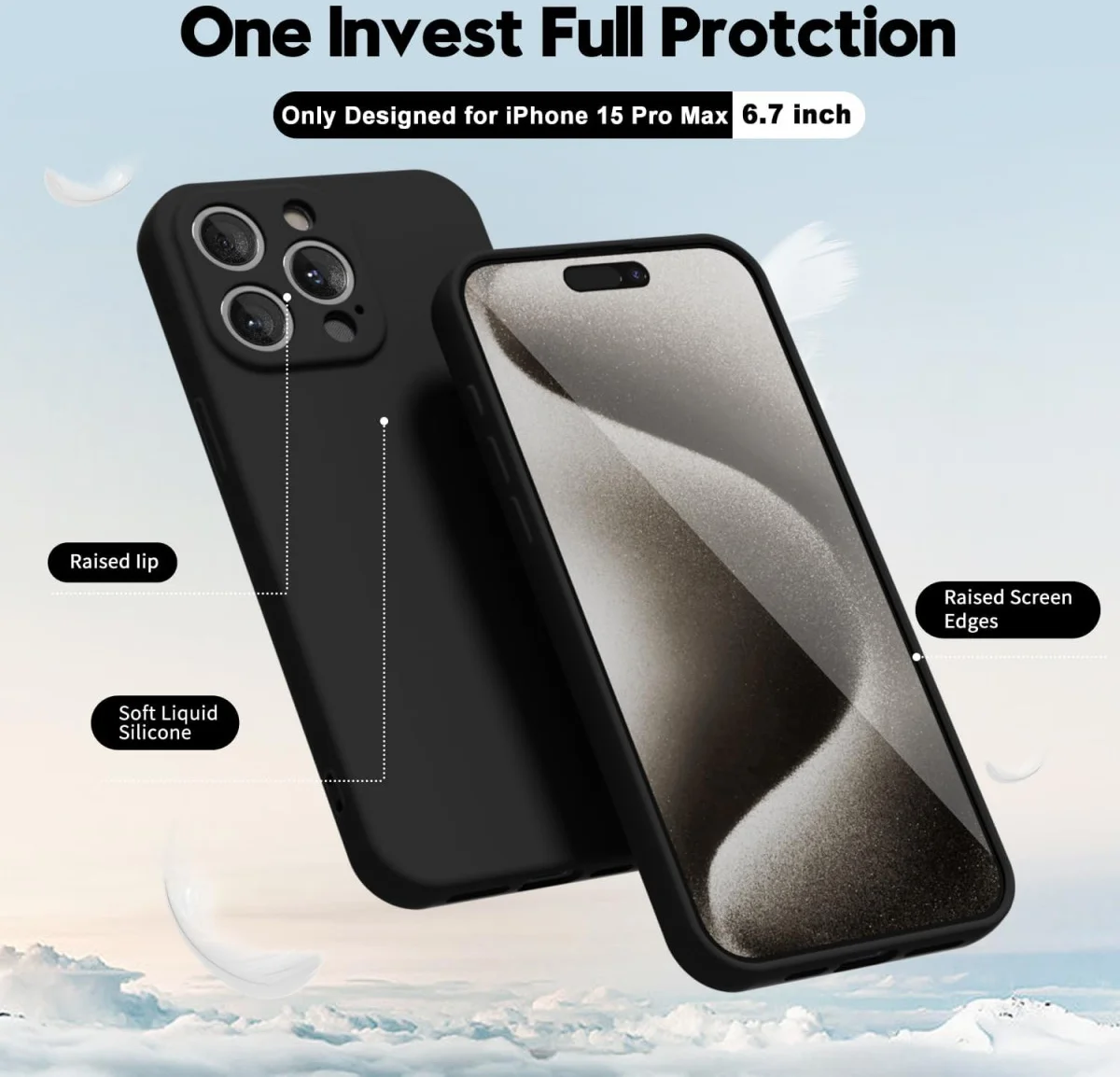 Apple iPhone 15 Pro Max Hoesje met Camera Bescherming Dun TPU Zwart afbeelding 2