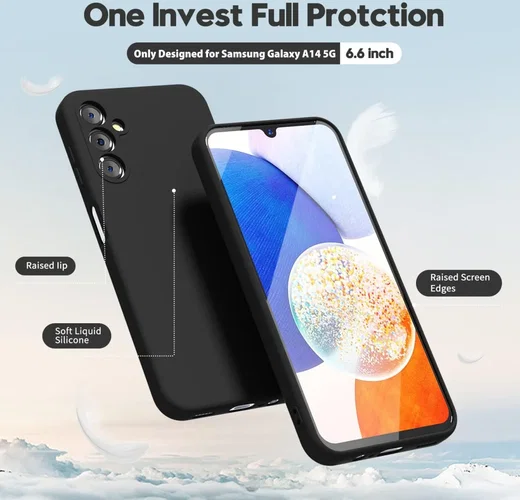 Samsung Galaxy A14 Hoesje Camera Bescherming Dun TPU Back Cover Zwart afbeelding 2