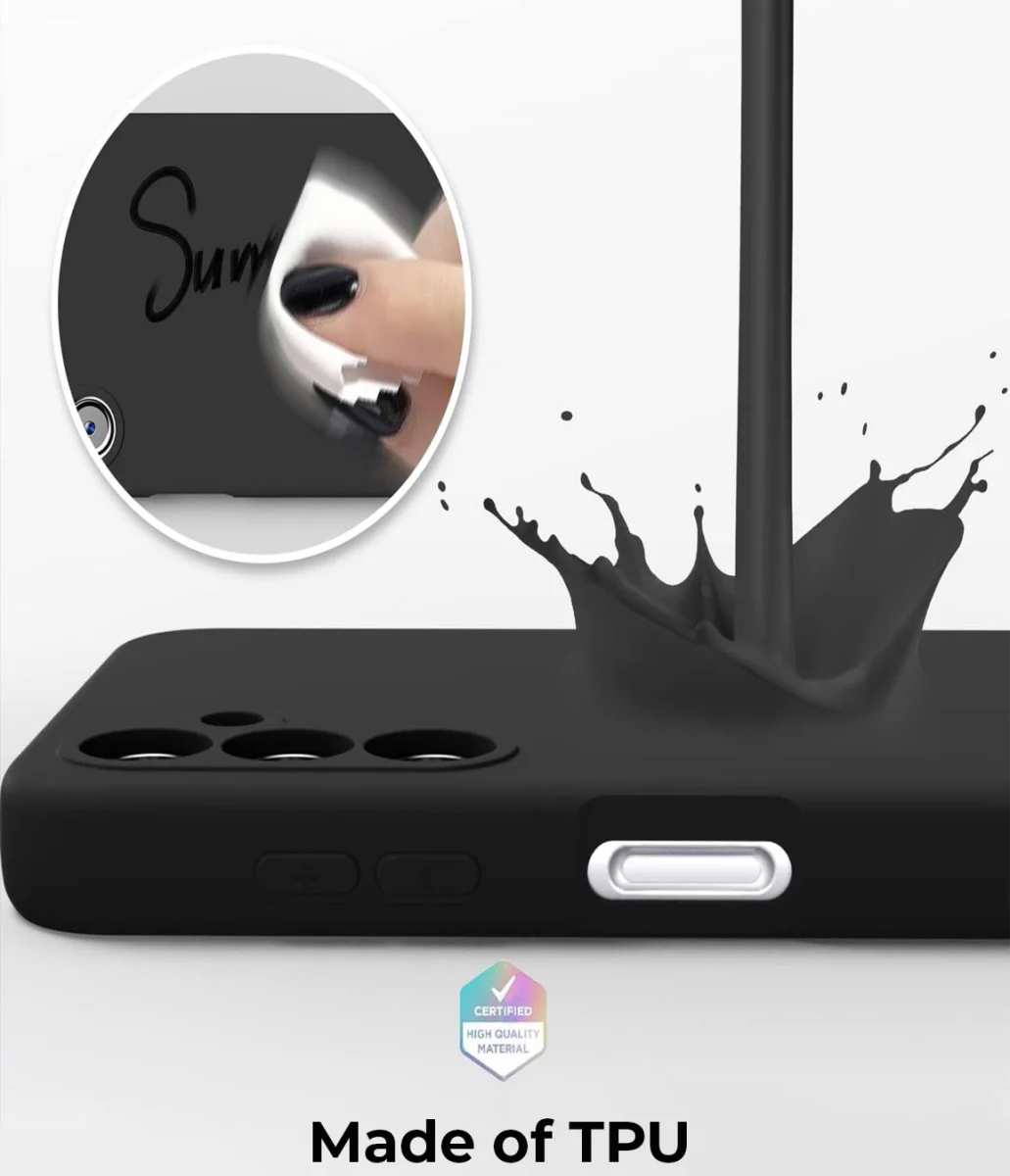 Samsung Galaxy A14 Hoesje Camera Bescherming Dun TPU Back Cover Zwart afbeelding 3