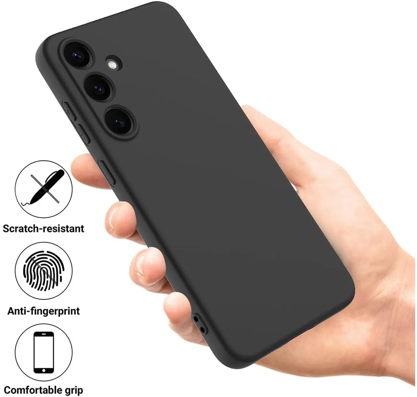 Samsung Galaxy A34 Hoesje Camera Bescherming Dun TPU Back Cover Zwart afbeelding 4