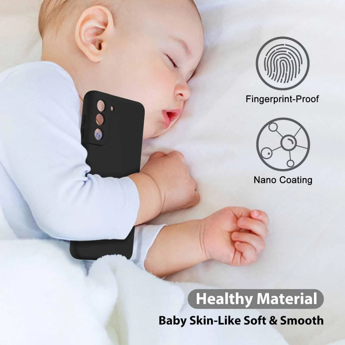 Samsung Galaxy S21 Hoesje Camera Bescherming Dun TPU Back Cover Zwart afbeelding 4
