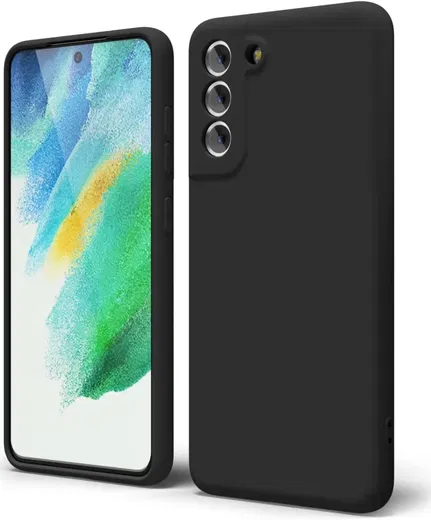 Samsung Galaxy S21 FE Hoesje met Camera Bescherming Dun TPU Zwart afbeelding 1