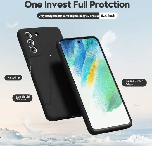 Samsung Galaxy S21 FE Hoesje met Camera Bescherming Dun TPU Zwart afbeelding 2