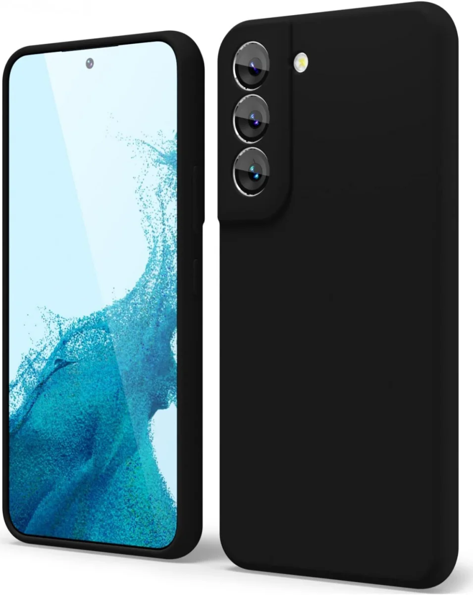 Samsung Galaxy S22 Hoesje Camera Bescherming Dun TPU Back Cover Zwart afbeelding 1