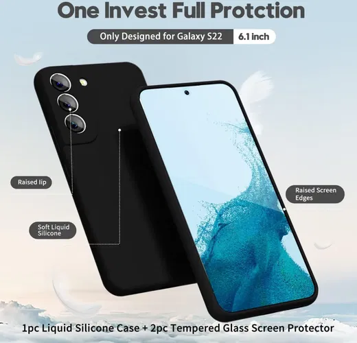 Samsung Galaxy S22 Hoesje Camera Bescherming Dun TPU Back Cover Zwart afbeelding 2