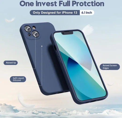 Apple iPhone 13 Hoesje met Camera Bescherming Dun TPU Donkerblauw afbeelding 2