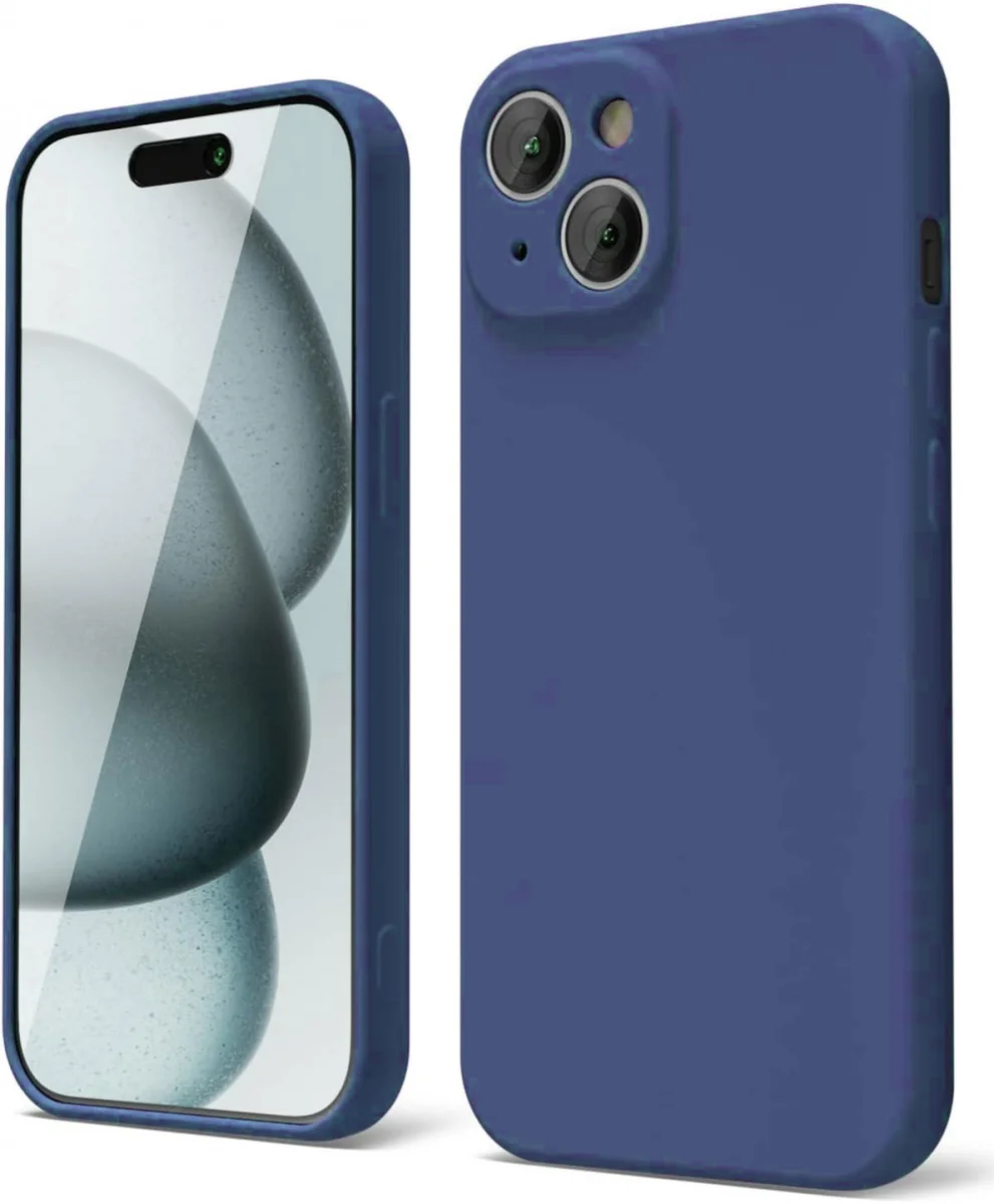 Apple iPhone 15 Hoesje met Camera Bescherming Dun TPU Back Cover Navy afbeelding 1