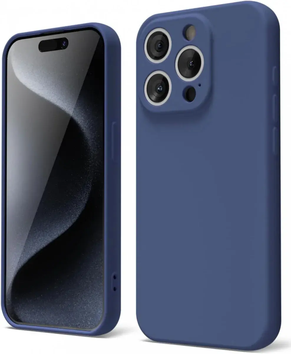 Apple iPhone 15 Pro Hoesje met Camera Bescherming Dun TPU Donkerblauw afbeelding 1