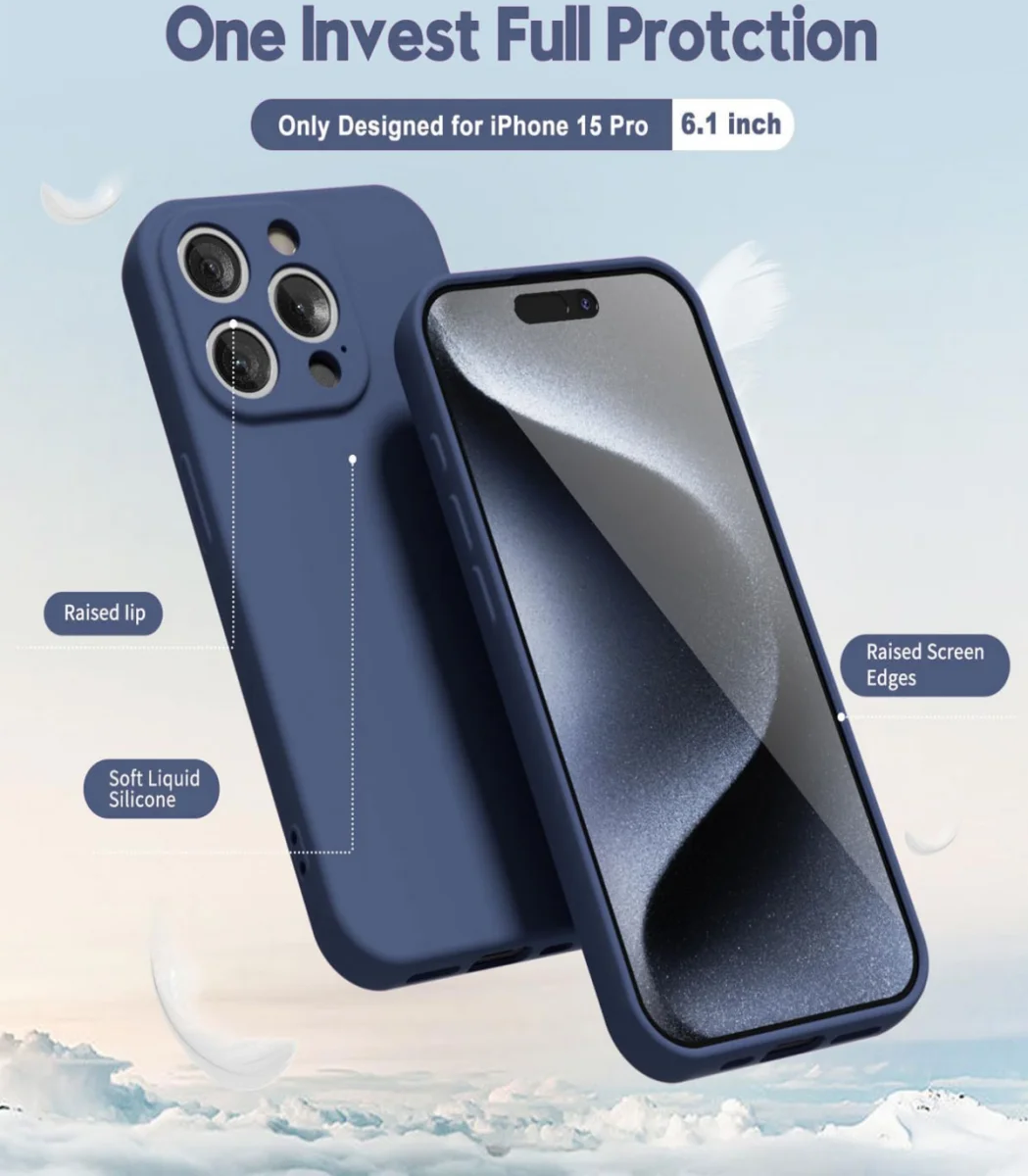 Apple iPhone 15 Pro Hoesje met Camera Bescherming Dun TPU Donkerblauw afbeelding 3