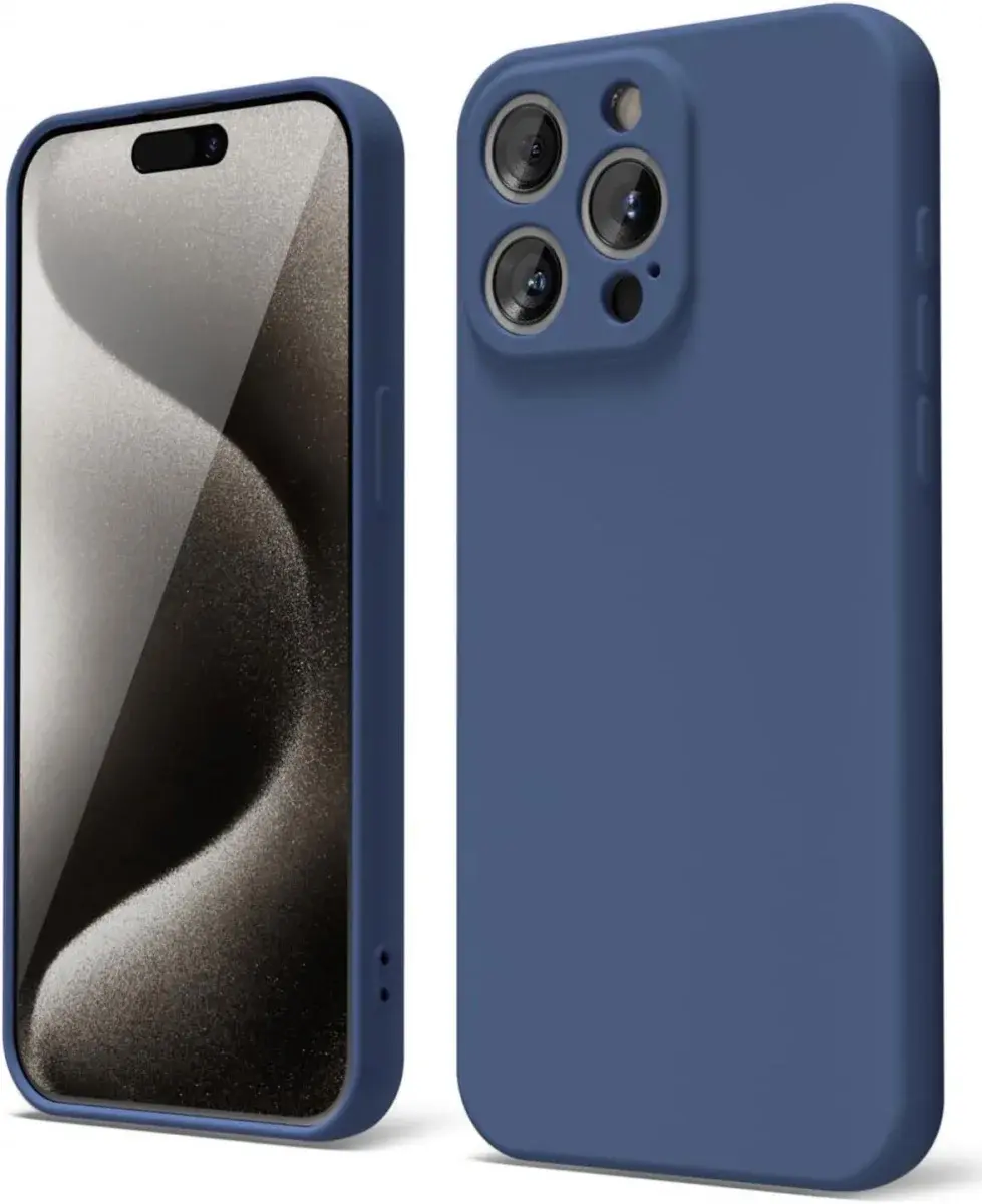 Apple iPhone 15 Pro Max Hoesje Camera Bescherming Dun TPU Donkerblauw afbeelding 1