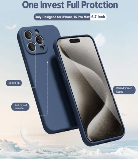 Apple iPhone 15 Pro Max Hoesje Camera Bescherming Dun TPU Donkerblauw afbeelding 2