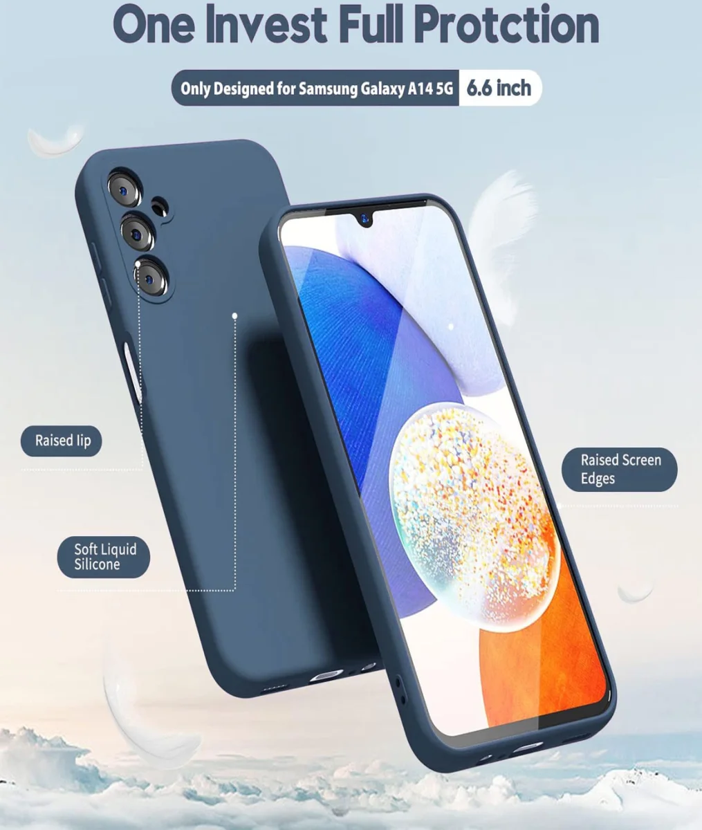 Samsung Galaxy A14 Hoesje met Camera Bescherming Dun TPU Donkerblauw afbeelding 2