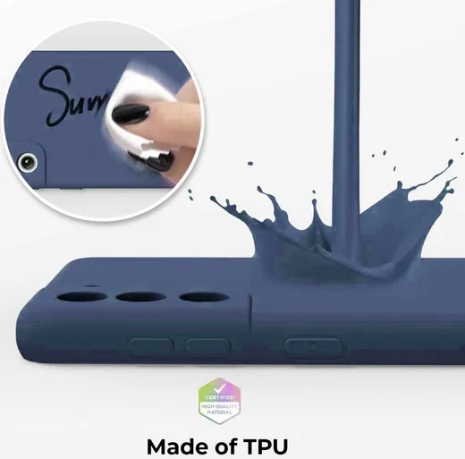Samsung Galaxy S21 Hoesje met Camera Bescherming Dun TPU Donkerblauw afbeelding 3