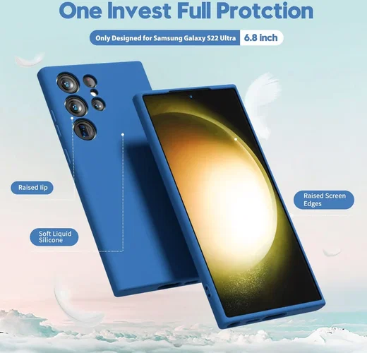 Samsung Galaxy S22 Ultra Hoesje Camera Bescherming Dun TPU Donkerblauw afbeelding 2