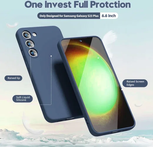 Samsung Galaxy S23 Plus Hoesje Camera Bescherming Dun TPU Donkerblauw afbeelding 2