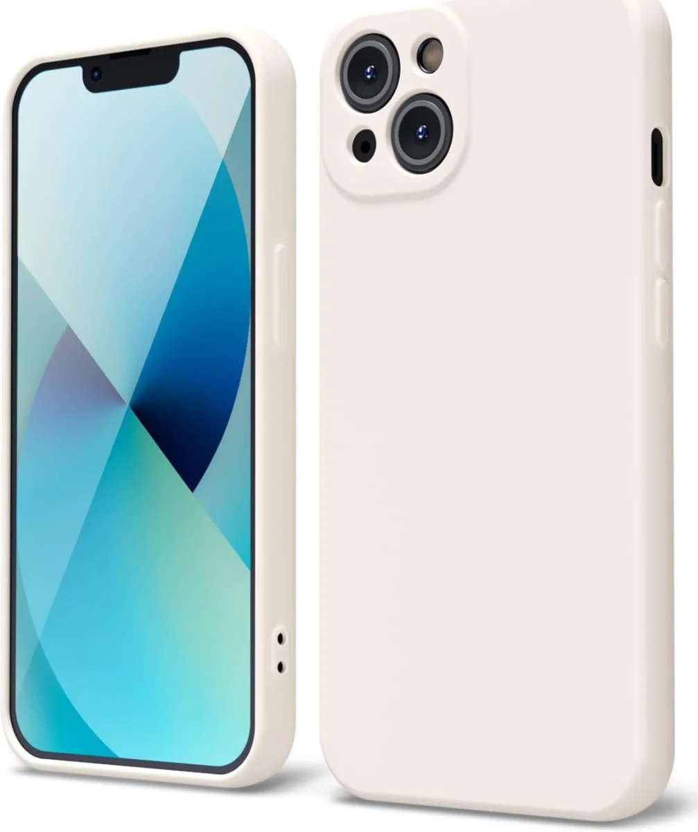 Apple iPhone 13 Hoesje met Camera Bescherming Dun TPU Back Cover Beige afbeelding 1