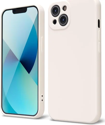 Apple iPhone 13 Hoesje met Camera Bescherming Dun TPU Back Cover Beige afbeelding 1